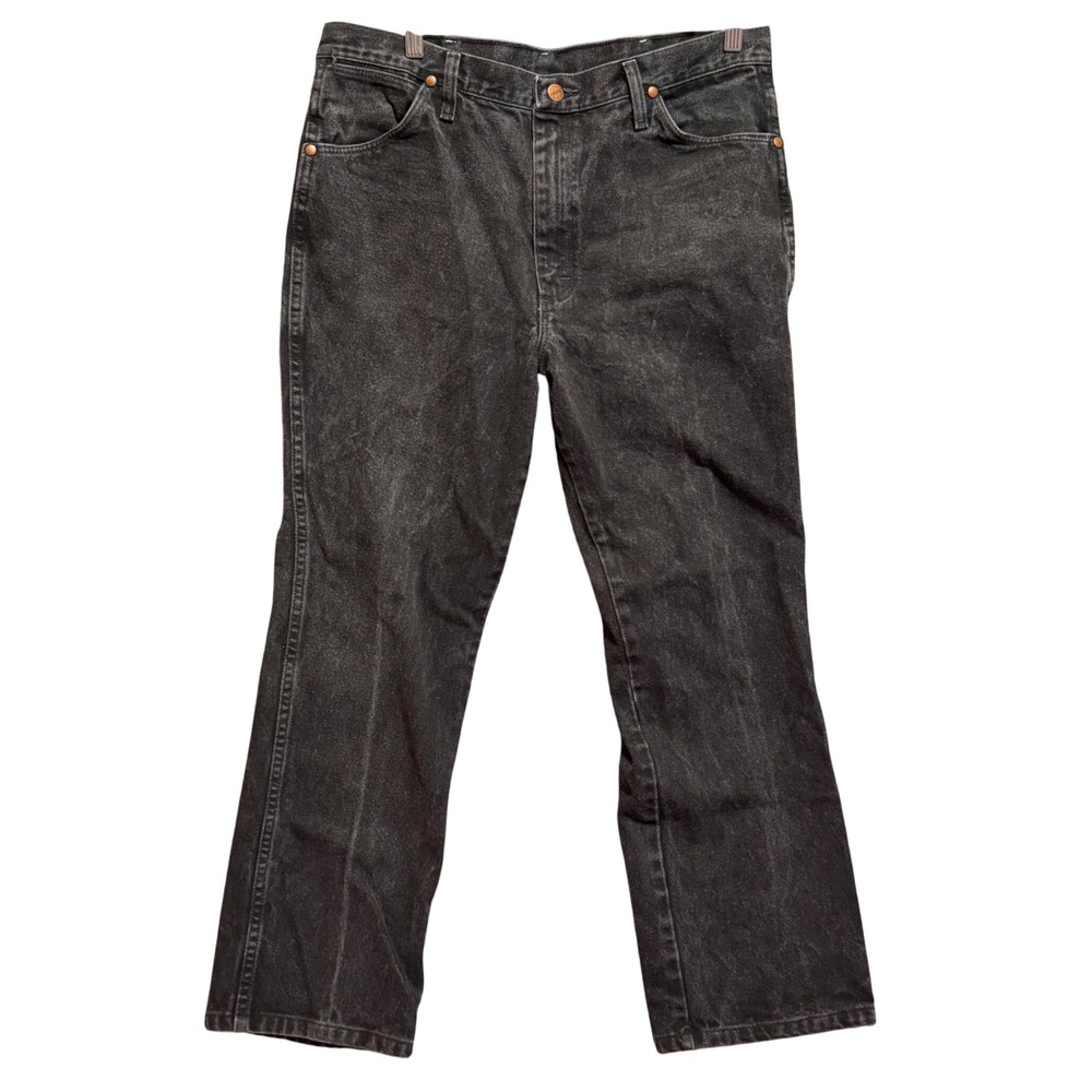 Wrangler Mens Jeans 36x30 Black Denim Cowboy Cut Relaxed Fit Faded Fits 34x28 - Picture 3 of 11